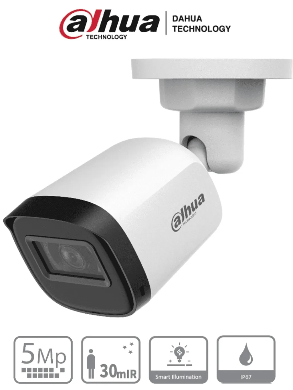 CAMARA BALA DAHUA HDCVI. 5MP. LF 2.8MM. IR 20MTS. IP67. DH-HAC-B1A51N-U-0280B-S2