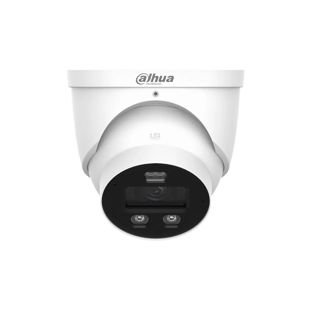 DH-IPC-HDW3449H-AS-PV-0280B-PRO. Cámara IP Dahua tipo Eyeball de 4MP lente fijo de 2.8mm con tecnología WizSense, doble iluminación y disuasión activa