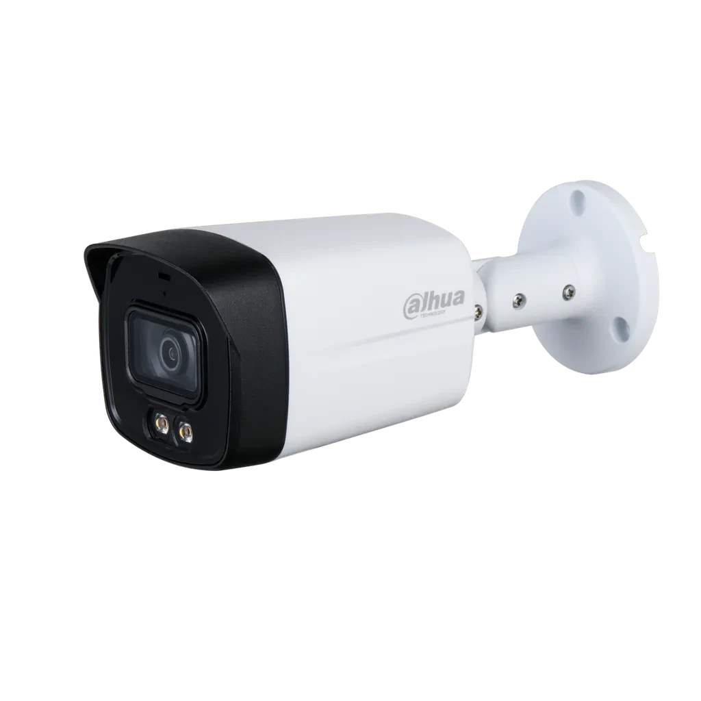 DH-HAC-HFW1500TLMN-IL-A-0280B-S3-DIP. Cámara HDCVI Dahua tipo bullet de 5MP con lente fijo de 2.8mm doble iluminación de hasta 40m protección IP 67 micrófono incorporado.